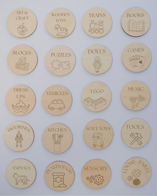 Wooden Toy box Storage Tags