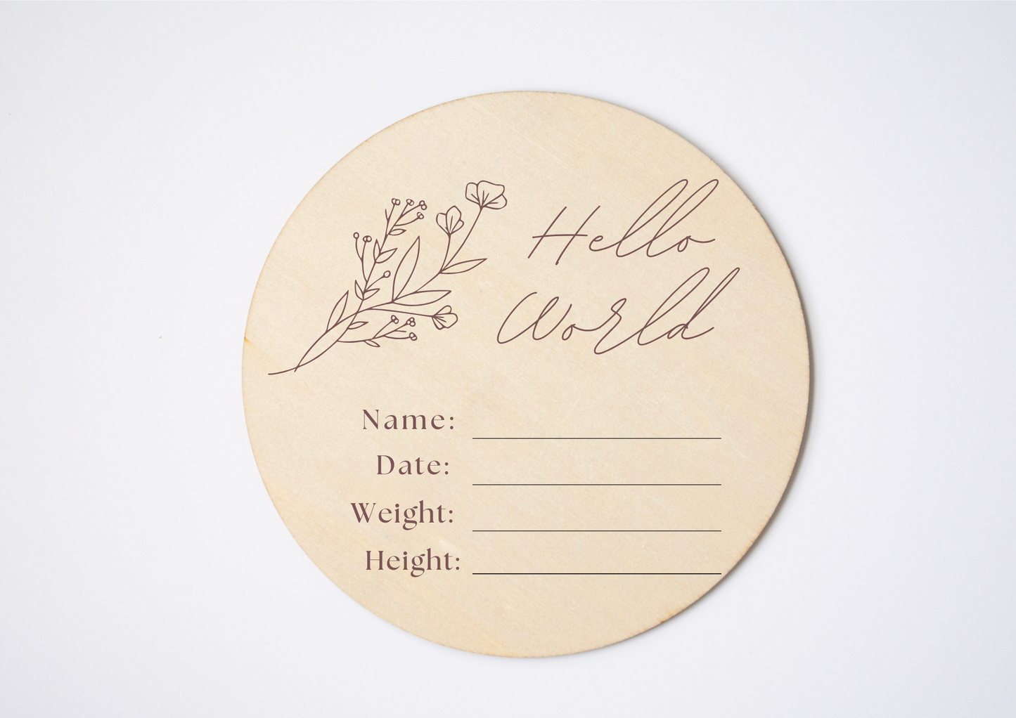 Hello World Floral Announcement Plaque