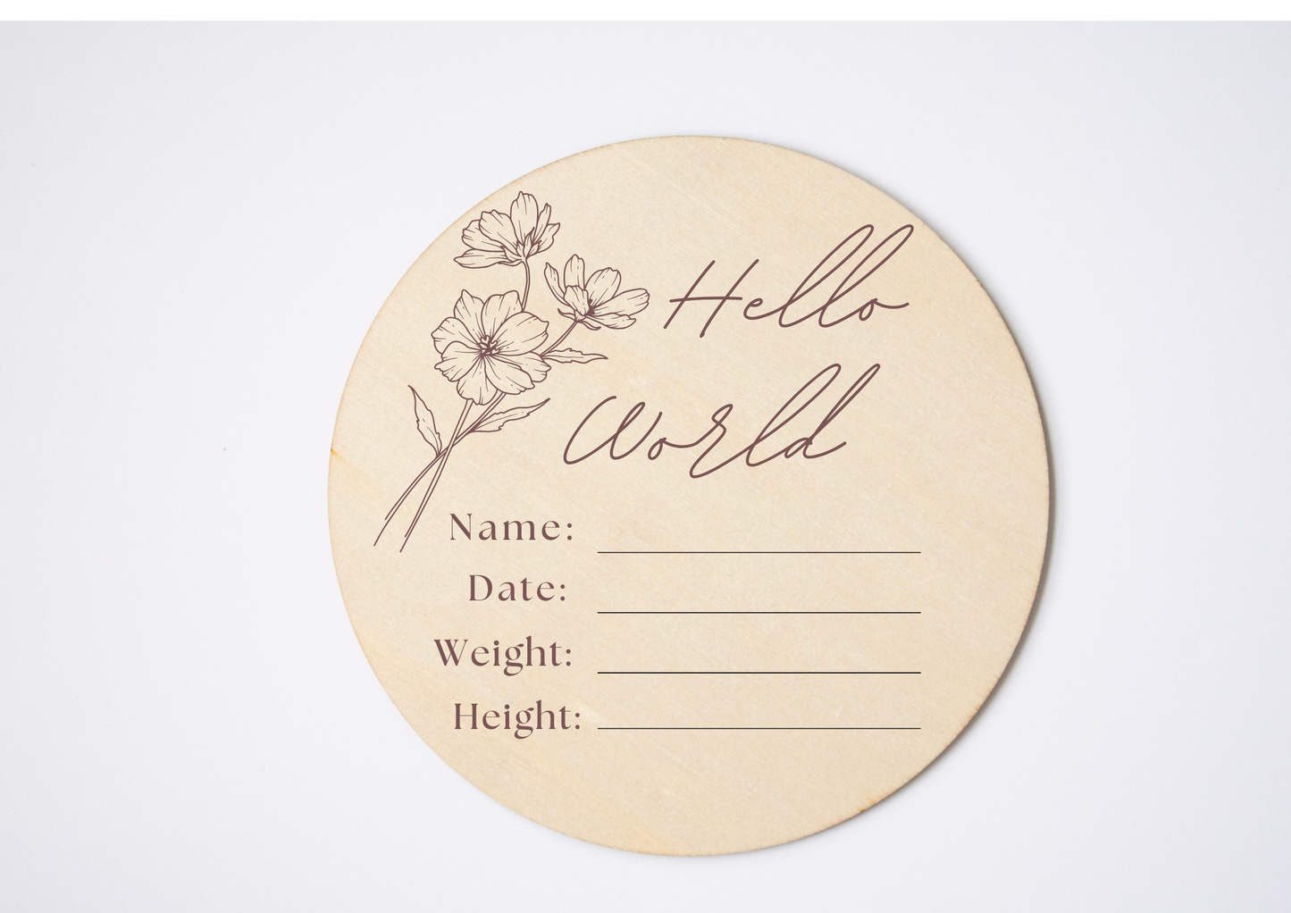 Hello World Floral Baby Announcement Plaque